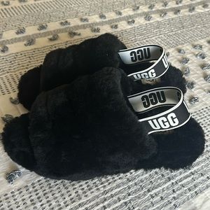 UGG Fluff Yeah Slide Women Size 9 Black Platforms NEW